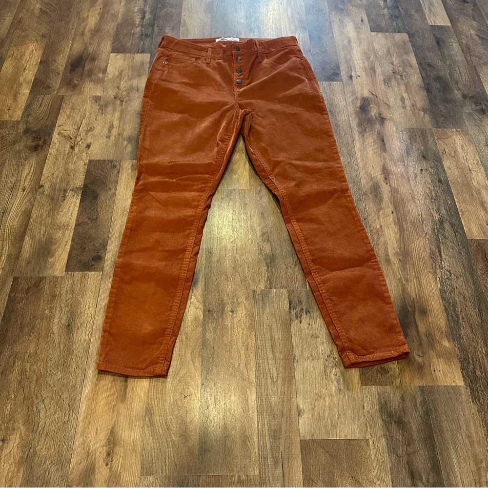 Old Navy Super High Rise Burnt Orange Corduroy Rockstar Skinny Jeans sz 14